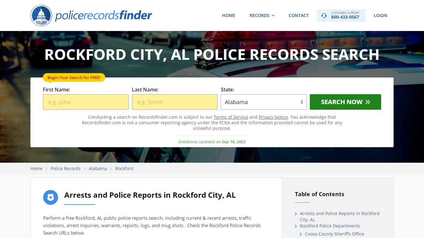 ROCKFORD CITY, AL POLICE RECORDS SEARCH - RecordsFinder